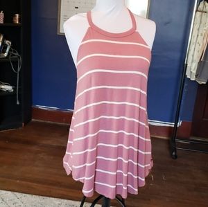 MTS pink and white striped tank size small